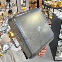 Assiette carrée vintage Harmony, creuse, pour usage commercial, créative, à fond plat, compatible micro-ondes, motif uni, en acier inoxydable