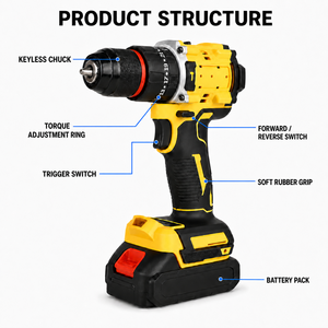 HIERKIN Battery Powered Herramientas De Electricista <strong>ElectricTools</strong> Kit Battery Drill Electric Motor Power Hammer Drills Electric - Product Image 2