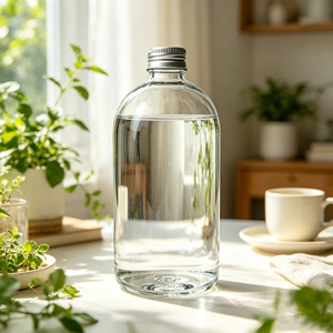 Bouteille en verre haut de gamme innovante et de qualité supérieure, <span class=keywords><strong>vide</strong></span>, avec compartiment de rangement supplémentaire, 500 ml, 750 ml, pour eau minérale, boissons, <span class=keywords><strong>vin</strong></span>, avec <span class=keywords><strong>bouchon</strong></span> et impression sérigraphiée - Product Image 1