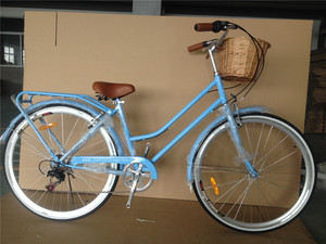 Bicicleta Urbana Retro <span class=keywords><strong>para</strong></span> Mujer 700C, Bicicleta Vintage con Cuadro Bajo, 7 Velocidades, Bicicleta Clásica <span class=keywords><strong>para</strong></span> Ciudad y Carretera con Canasta de Mimbre - Product Image 6