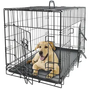 애완 동물을 위한 바이요우 주택 새로 강화된 단일 및 이중 도어 iCrate 개 상자, 누수 방지 팬, 바닥 보호 발 포함