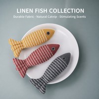 Leinen-Fischförmiges Katzen-Kauspielzeug mit Natürlicher Katzenminze, Interaktives Bissfestes Tragbares Design für Wohnungskatzen - Silikon Slow Feeder
