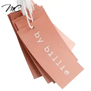 Peluca de lujo personalizada con bajo nivel de pedido, logotipo de marca transparente impreso rosa, etiqueta Colgante con cadena