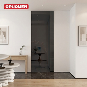 Porte de salle de bain élégante et moderne en aluminium gris <span class=keywords><strong>anthracite</strong></span> RAL 7016, étanche, avec verre satiné pour villa, hôtel et appartement - Product Image 1