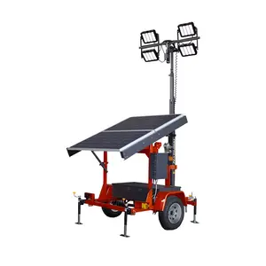 Panel de energía solar Torres bancarias Sistema de iluminación Led Remolque de torre de luz solar portátil móvil para minería