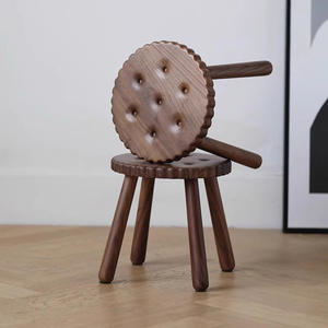 Taburete de madera maciza de nogal negro de 23 pulgadas, taburete redondo moderno hecho a mano para el hogar, muebles para sala de estar - Product Image 4