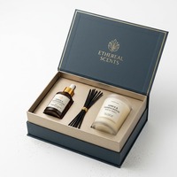 Boîte à bougies parfumées aromathérapeutiques en carton rigide de luxe sur mesure, design à rabat, laminage mat, emballage cadeau Velas Aromaticas