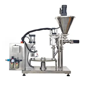 K mesin kemasan kopi/semi otomatis cangkir kopi putar penyegel pengisi aluminium Foil