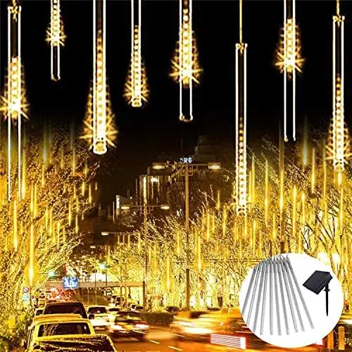 Уличные светильники для метеоритного душа на солнечной батарее, 10 трубок, 240 светодиодов, декоративные светильники от дождя для комнаты arbol navidad & 2020
