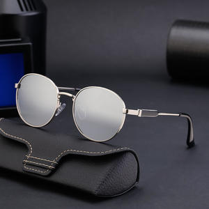 Lunettes de soleil à monture ronde de style européen pour hommes, Protection UV400, pare-soleil de classe 2, lentille et monture en PC, couleur noire SL-H2412 - Product Image 2