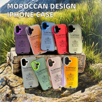 Coque de téléphone peinte aux UV antichoc en PC dur de conception marocaine 3D à la mode pour 16 Pro Max avec étui
