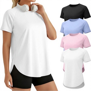 Women's Plus Size Breathable Eco-Friendly Wrinkle-Resistant Pilates Training Top Slit Short Sleeve <b>Yoga</b> <b>T</b>-<b>Shirt</b> Quick Dry Front - Product Image 2