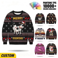 Sweatshirt Crewneck Pria Natal Custom OEM ODM Sublimasi dengan Cetakan Penuh untuk Pakaian Natal