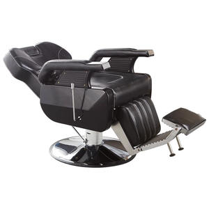 Chaise de barbier pour hommes de style rétro européen, salon de coiffure, chaise de coupe de cheveux réglable, chaise de rasage inclinable, en cuir synthétique PU - Product Image 4