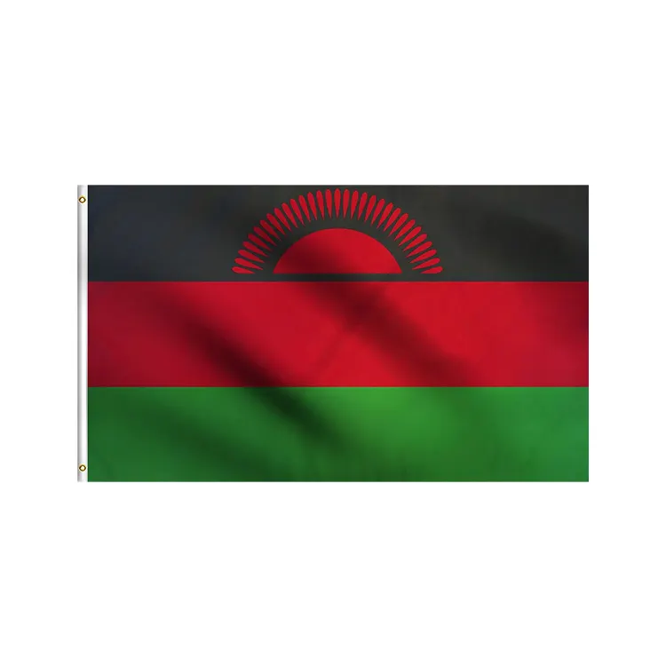 Malawian bendera Republik Afrika, bendera kaki 3X5 kaki 100% poliester 100D tahan UV (3 'X 5' kaki)