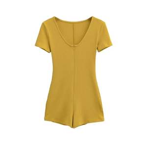 จั๊มสูทแขนสั้นแฟชั่นใหม่สไตล์วินเทจสำหรับผู้หญิง ลายพิมพ์ ระบายอากาศดี ทรงเข้ารูป ซิปหน้า สวมใส่สบาย - Product Image 5