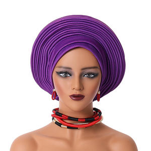 Vente en gros 2025 – Nouveauté : Bandeaux pour femmes, <span class=keywords><strong>bonnets</strong></span> nigérians personnalisés en Aso Oke, mode taille unique, foulards africains pour femmes - Product Image 1