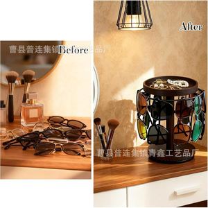 Solid Wood Eyeglasses Storage Rack 12 Slots <b>Rotatable</b> Sunglasses <b>Display</b> <b>Stand</b> Home Entryway Jewelry Organizer - Product Image 4