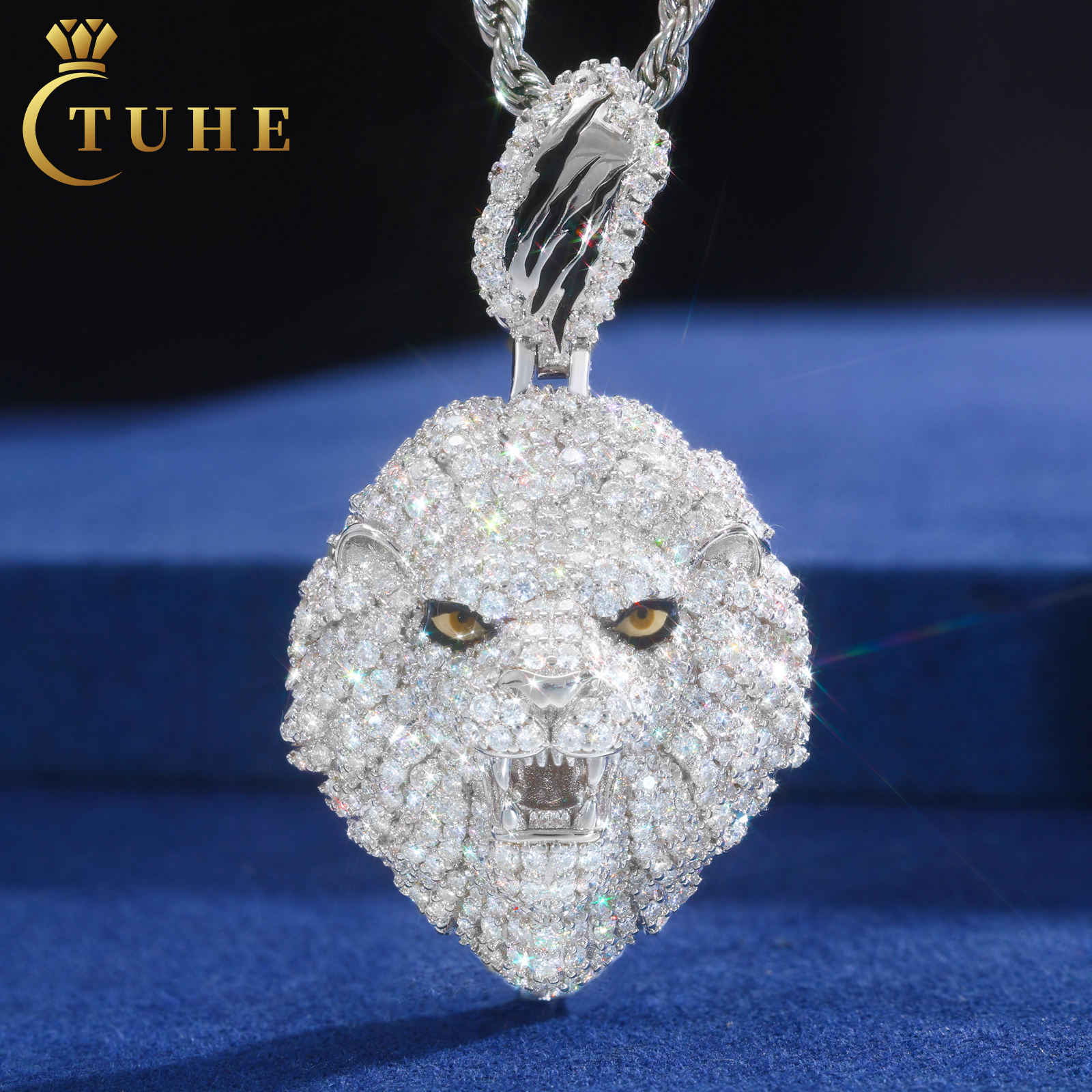 Silver Lion Pendants Premium Hip Hop Jewelry for Men