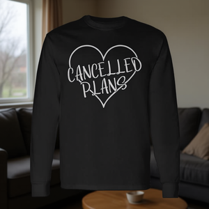 T-shirt a maniche lunghe con scritta I Love Cancelled Plans Heart, maglietta girocollo unisex per adulti - Product Image 3