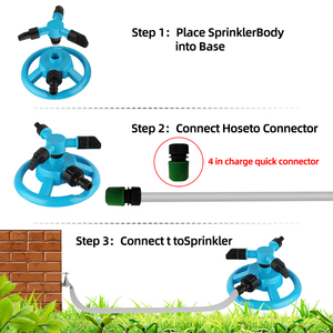 Arroseurs d'irrigation de jardin Pulvérisateur d'eau rotatif à 360 degrés Buses à 3 bras Outils d'irrigation de jardin Arrosage de gazon Pelouse