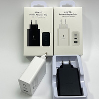 Adaptador de Corriente de Viaje de 65W con Enchufe para EE. UU., UE y Reino Unido, Cargador USB+Tipo C de Carga Súper Rápida para Samsung S22 S23 S24 S25 S26