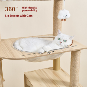 Direct Supply Arbre à chat minimaliste avec griffoir intégré, design capsule spatiale semi-circulaire en panneau de densité - Product Image 3