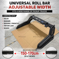 Barre de protection universelle en acier noir mat réglable pour Hilux Vigo Revo Ranger Navara NP300 D40 avec feux de freinage et de recul à LED