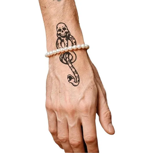 Tatuaje Temporal <span class=keywords><strong>de</strong></span> Serpiente con Calavera Negra para Fiesta <span class=keywords><strong>de</strong></span> Halloween, Baile, Adultos, Tatuaje Impermeable <span class=keywords><strong>de</strong></span> <span class=keywords><strong>Manga</strong></span> Completa, Tatuaje Semipermanente <span class=keywords><strong>de</strong></span> Genipin - Product Image 2
