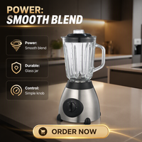 Mixeur de Table Électrique Deluxe en Acier Inoxydable 600W, Mixeur à Smoothies Étanche avec Interface Anglaise pour Usage Domestique et Hôtelier