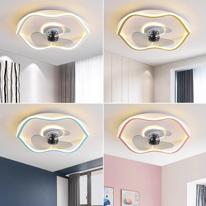Lampes LED de plafond modernes pour usage résidentiel, <span class=keywords><strong>lustre</strong></span> en fer avec télécommande, abat-jour <span class=keywords><strong>blanc</strong></span> et <span class=keywords><strong>ventilateur</strong></span> - Product Image 2