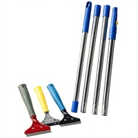 Grattoir de nettoyage en acier inoxydable avec manche bleu à jointure, manche détachable, décapant d'adhésif pour verre, nettoyeur de joint de carrelage