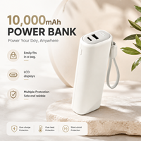 2027 Vente en gros Batterie externe Li-Polymère 10000mAh avec charge rapide PD 22.5W, câble Type-C intégré, écran LCD, portable pour extérieur, OEM