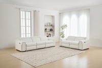 Fauteuil inclinable de cinéma moderne en cuir véritable, extensible, avec éclairage LED, porte-gobelet et télécommande, robuste