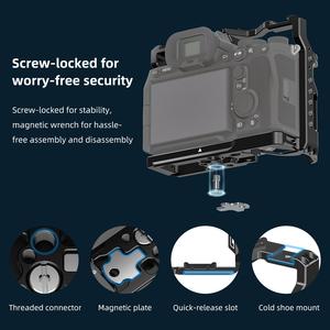 PULUZ Cage de stabilisation métallique pour appareil photo Sony A7 IV / ILCE-7M4 / <span class=keywords><strong>A7M4</strong></span> / A7M3 / A7R3 / A7R III / <span class=keywords><strong>A7R5</strong></span> - Product Image 2