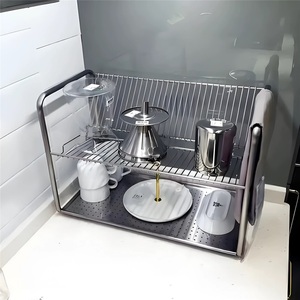Stainless Steel Modern Standing <b>Kitchen</b> <b>Racks</b> Dishes Bowls Drain <b>Racks</b> Tableware Storage <b>Racks</b> Waterproof Non-Folding Design - Product Image 1