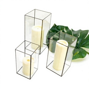 Portavelas moderno de vidrio para uso en decoración del hogar y para decoración del hogar y propósito de decoración de metal Portavelas - Product Image 3