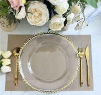 Assiette de présentation ronde de 13 pouces en plastique PS transparent, durable, de qualité alimentaire, de luxe, pour fruits, hôtels, décorations, mariages, vente en gros