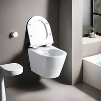Appareil sanitaire moderne en céramique Toilette suspendue au mur Réservoir dissimulé Salle de bain Structure monobloc en PP Télécommande pour usage domestique Prix de gros