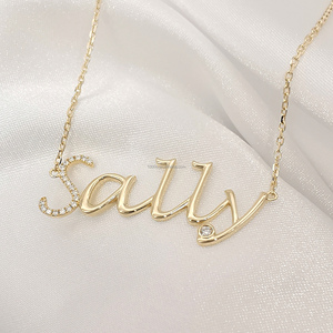 Collar <span class=keywords><strong>de</strong></span> <span class=keywords><strong>Oro</strong></span> Macizo Personalizable <span class=keywords><strong>con</strong></span> <span class=keywords><strong>Nombre</strong></span> en Letra, Diseño Único, 9K 14K 18K, Collar <span class=keywords><strong>de</strong></span> Diamantes <span class=keywords><strong>de</strong></span> Moda - Product Image 4