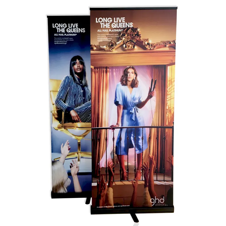 Taşınabilir rulo afiş standı özel baskı reklam promosyon geri çekilebilir tanıtım banner'ı