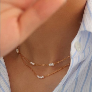 Nouveau design 2025 – Collier chaîne de perles en acier inoxydable plaqué or 18 carats PVD, résistant à l'eau et inaltérable, vente en gros - Product Image 3