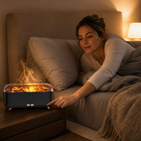 Diffuseur d'arômes Flamme 300ml, Lumière de Nuit Ambiante Réaliste à 7 Couleurs, Humidificateur d'Huiles Essentielles USB pour Maison et Bureau