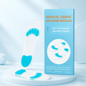 Semelles orthopédiques OEM ODM pour hommes, avec soutien de la voûte plantaire, <span class=keywords><strong>en</strong></span> gel de silicone massant, pour chaussures de sport, amortissant la douleur et les épine calcanéennes - Product Image 1
