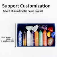 Juego de Siete Chakras de Cristal Natural Pulido, Material Mixto, en Caja, Cuarzo Transparente, Regalos de Meditación y Sanación, Gran Venta