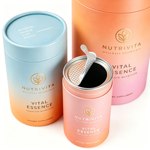 High Quality Custom Gradient Vitamin Paper Tube Packaging with Peel Off Lid Luxury Food Grade Supplement Canister Custom Logo - Product Image 3