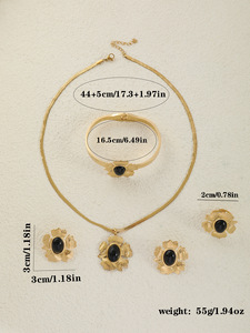 Ensemble de bijoux en acier inoxydable et pierres naturelles de la <span class=keywords><strong>série</strong></span> Lotus, comprenant un anneau à cheveux à haute élasticité, des boucles d'oreilles et un collier pour femmes, tendance - Product Image 2
