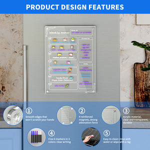 Planificador de comidas semanal transparente con muestra gratis, tablero de menú magnético de borrado en seco para nevera, <span class=keywords><strong>pizarra</strong></span>, Calendario para refrigerador, Acrílico - Product Image 3