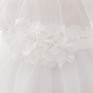 Nuovo Vestito da Festa Bianco per Bambine, Senza Maniche, Linea ad A, in Tessuto Lavorato a Maglia, Poliestere e Cotone, Stile Principessa - Product Image 6