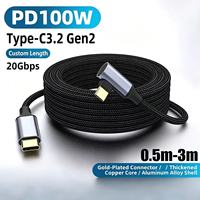 Cable de Datos USB 3.2 Gen 2 Tipo C a Tipo C en Ángulo Recto, 100W, 16 Núcleos de Cobre Desnudo, Cable de Video 4K Completo para Tablets